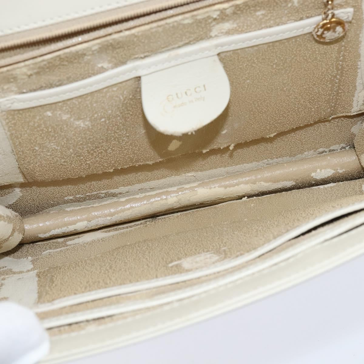 Gucci GUCCI Shoulder Bag Leather White Gold Authentic BA7470