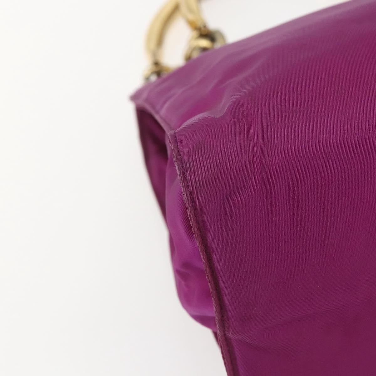 Prada PRADA Hand Bag Nylon Metal Purple Gold Authentic 155416