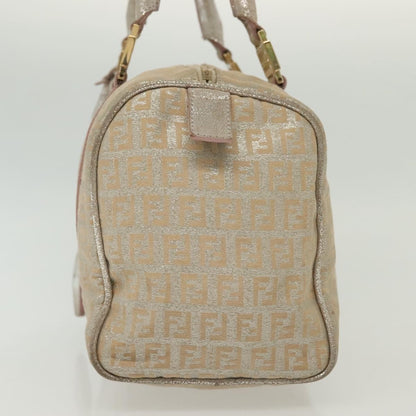 Fendi FENDI Zucchino Canvas Hand Bag Silver Gold Authentic 139411