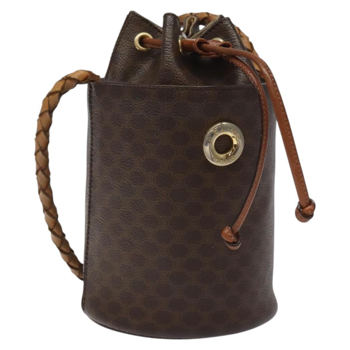 Celine CELINE Macadam Canvas Shoulder Bag PVC Leather Brown Authentic 113406