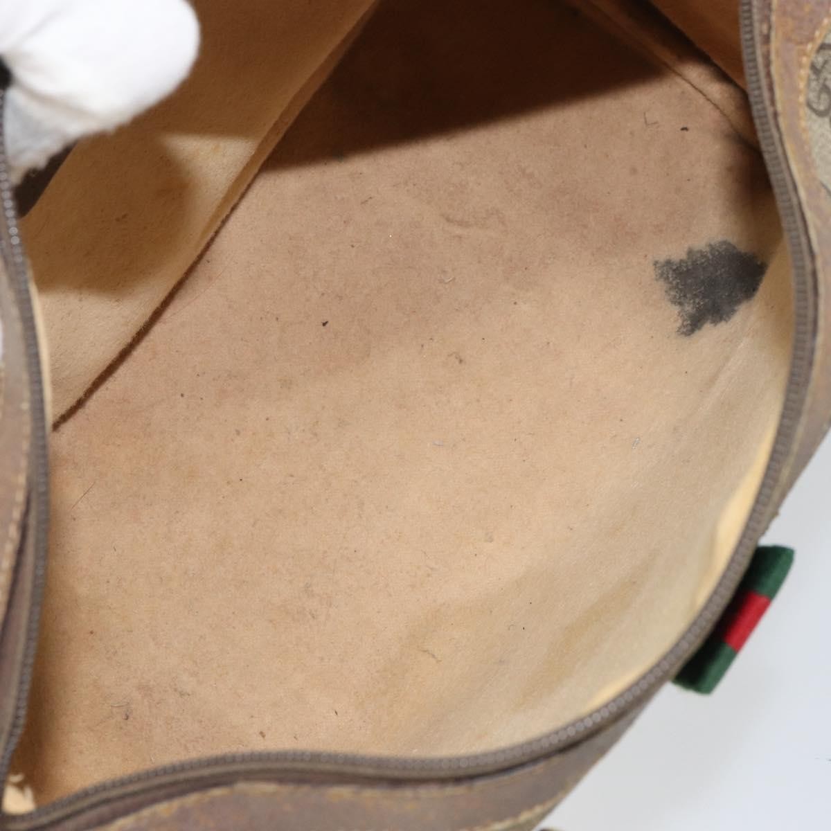 Gucci GUCCI GG Supreme Web Sherry Line Hand Bag PVC Beige 116 02 006 Authentic 162248