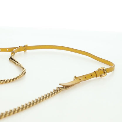 Prada PRADA Chain Shoulder Bag Nylon Leather Yellow Gold Authentic 143507