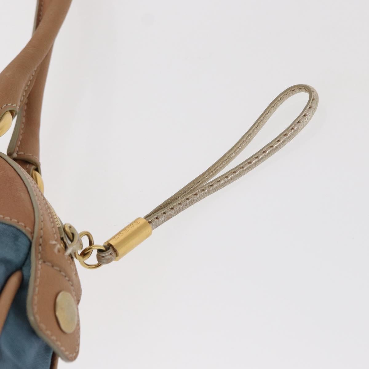 Loewe LOEWE Anagram Hand Bag Nylon Blue Gold Authentic bs31204