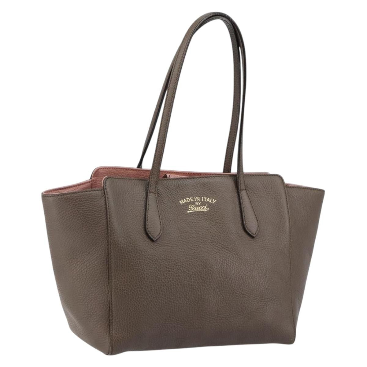 Gucci GUCCI Tote Bag Leather Gold Gray 354408 Authentic hk2995