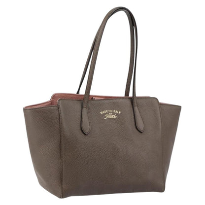 Gucci GUCCI Tote Bag Leather Gold Gray 354408 Authentic hk2995