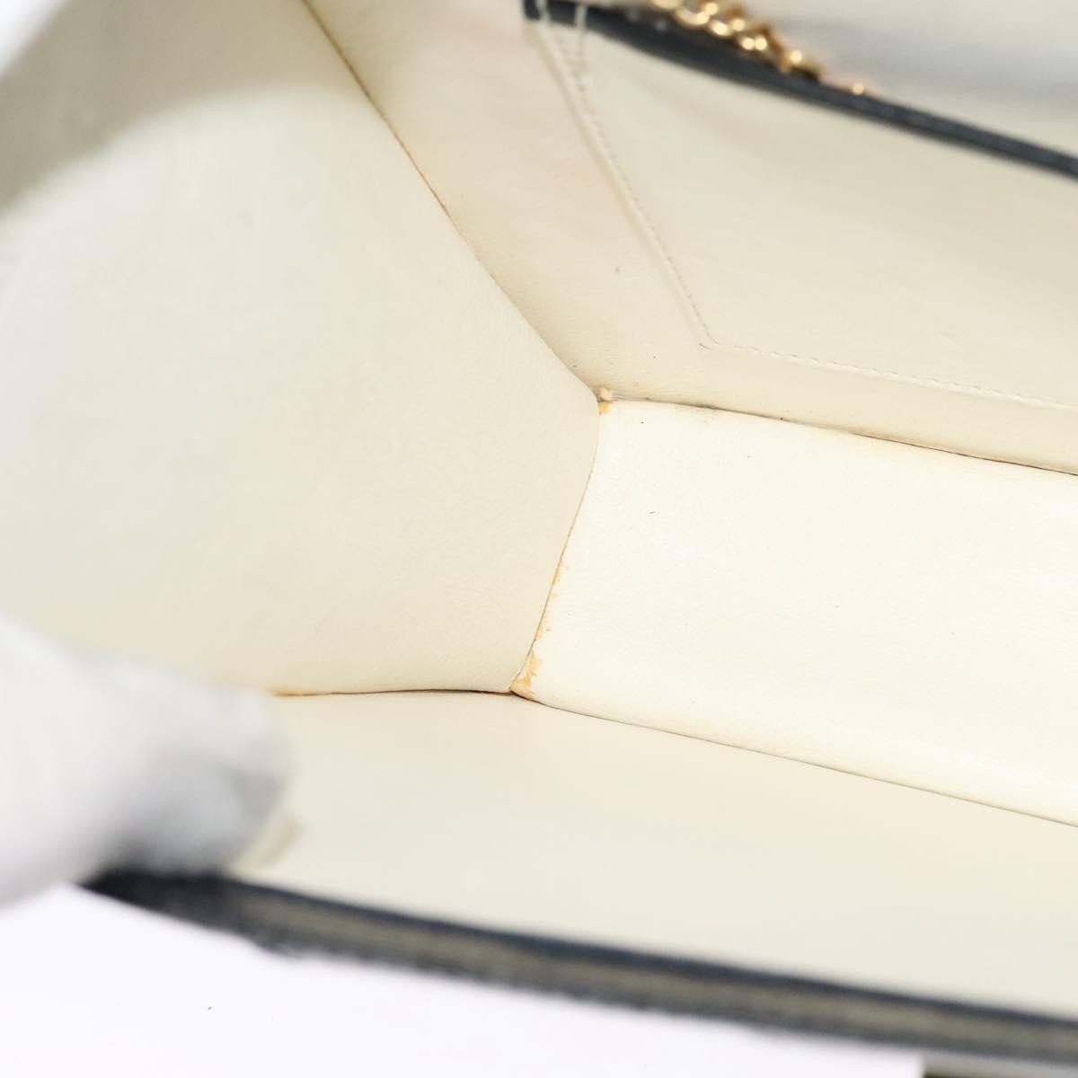 Celine CELINE Shoulder Bag Leather White Navy gold Authentic 127598