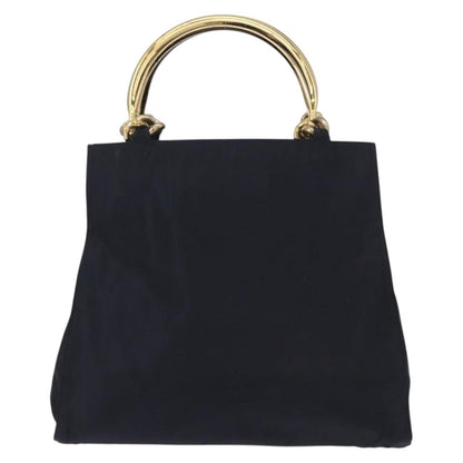 Prada PRADA Hand Bag Nylon Navy Gold Authentic 156119