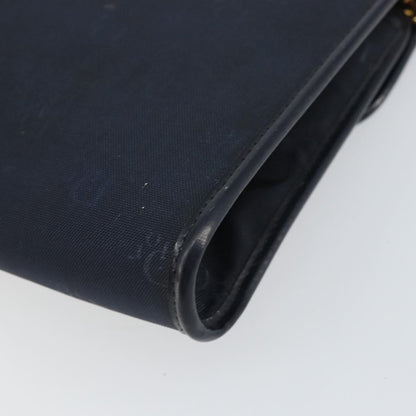 Dior Christian Dior Chain Shoulder Bag Canvas Navy Gold Authentic ti3507