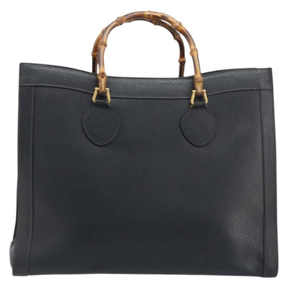 Gucci GUCCI Bamboo Tote Bag Leather Black Gold 002 1186 0259 Authentic 174576
