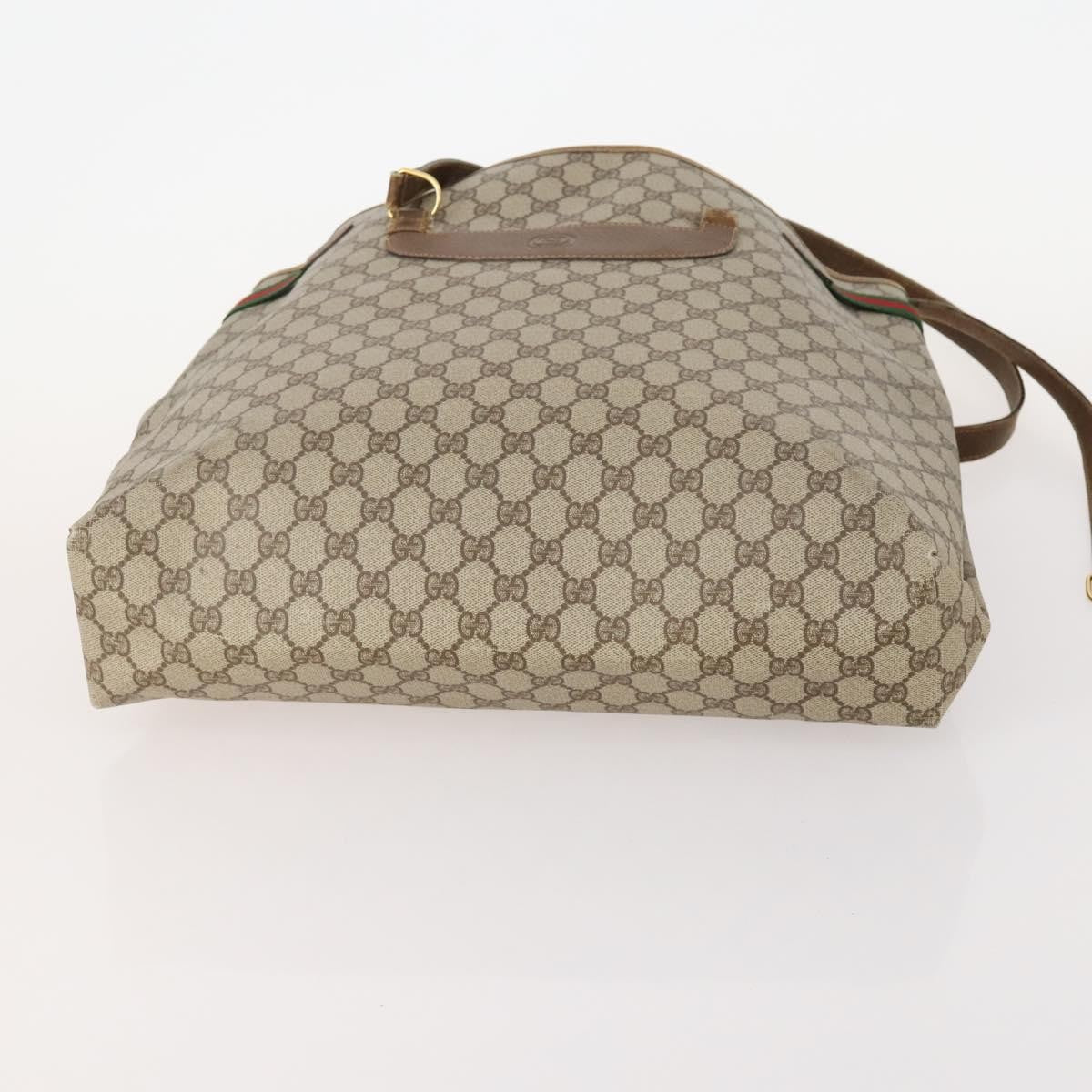 Gucci GUCCI GG Plus Supreme Web Sherry Line Tote Bag PVC 3 Set Beige Red Authentic BSZ437