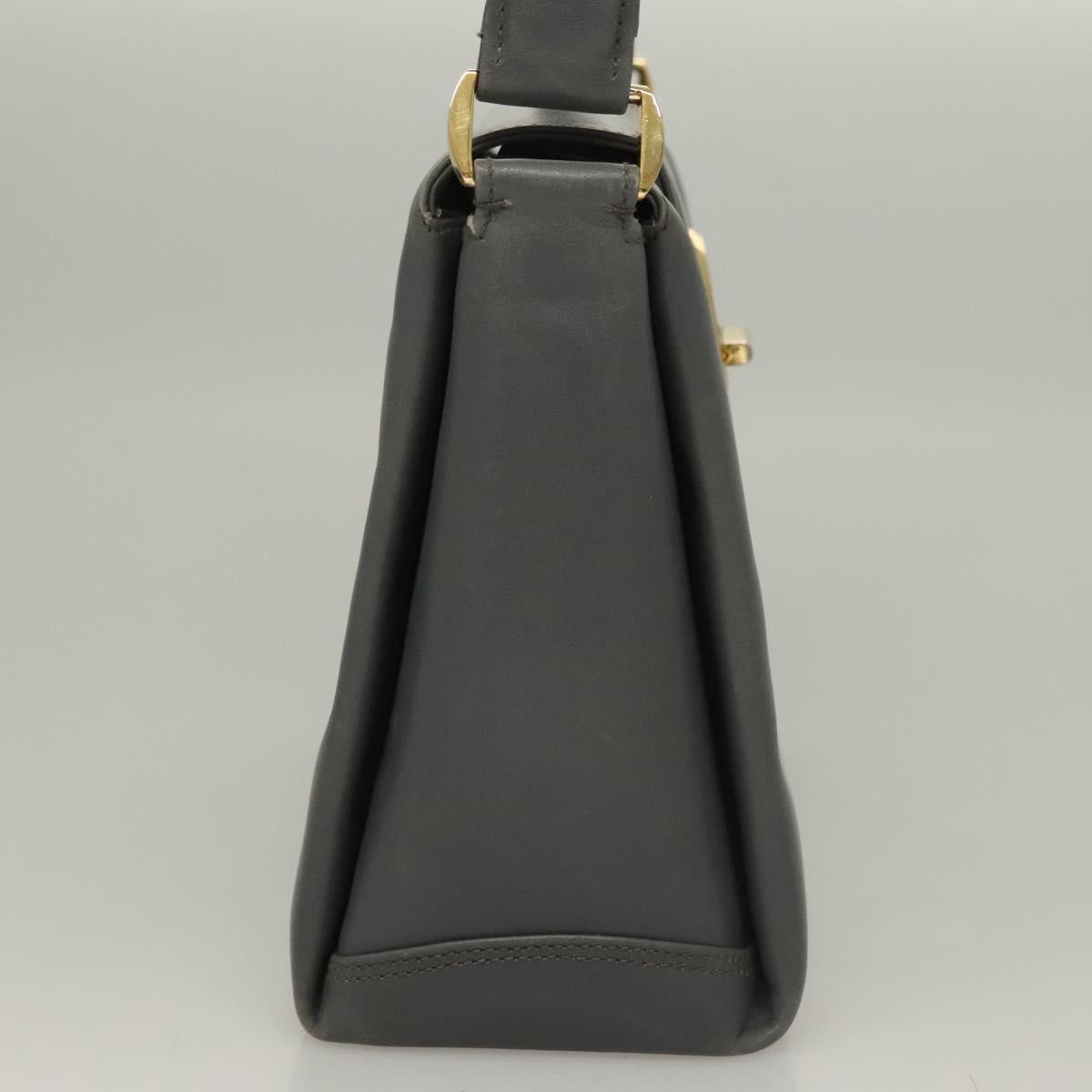 Gucci GUCCI Hand Bag Leather Gray Silver Authentic mr1461