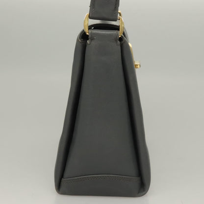 Gucci GUCCI Hand Bag Leather Gray Silver Authentic mr1461