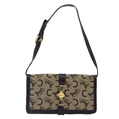 Celine CELINE C Saluki Shoulder Bag Canvas Beige Authentic 88426