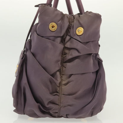Prada PRADA Hand Bag Nylon Purple Gold Authentic 137586