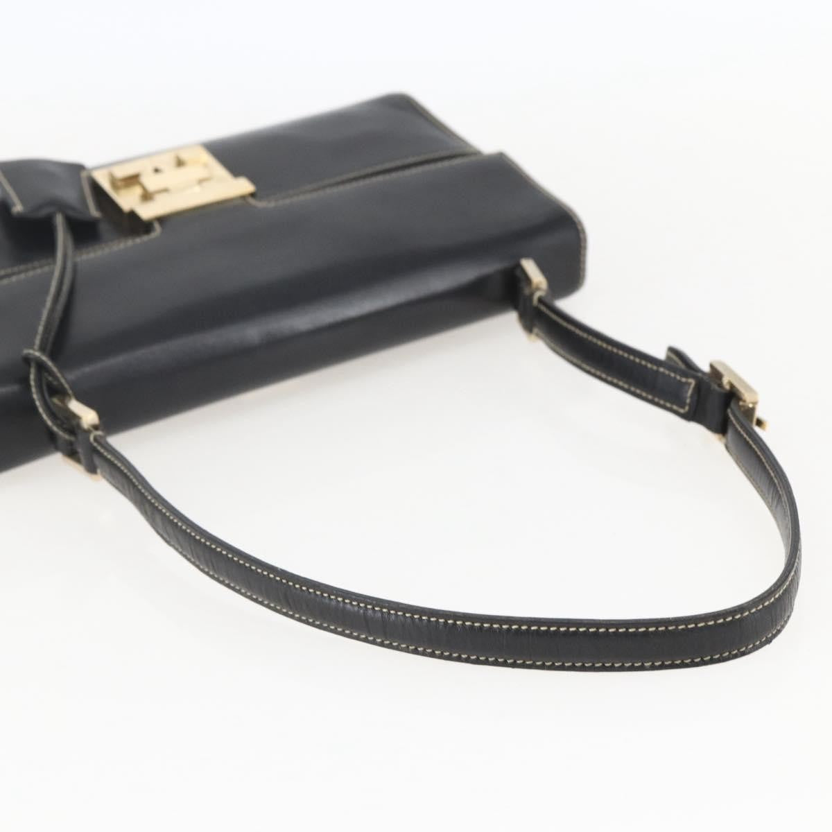 Gucci GUCCI Shoulder Bag Leather Black Gold 001 4214 Authentic 148566
