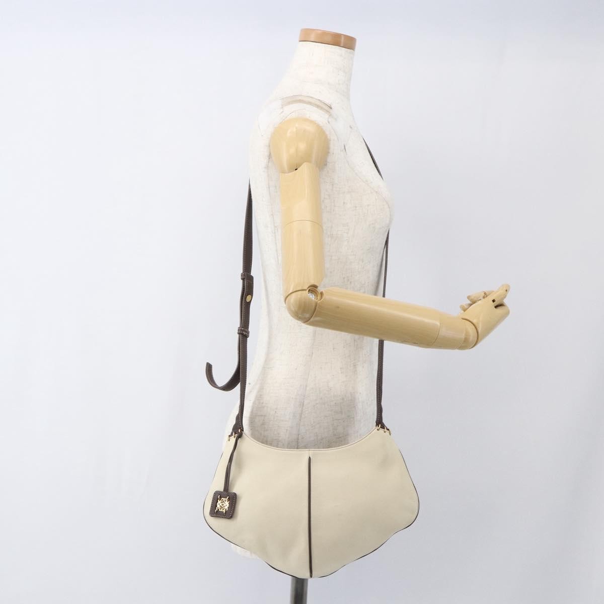 Loewe LOEWE Shoulder Bag Leather White Gold Authentic 162858