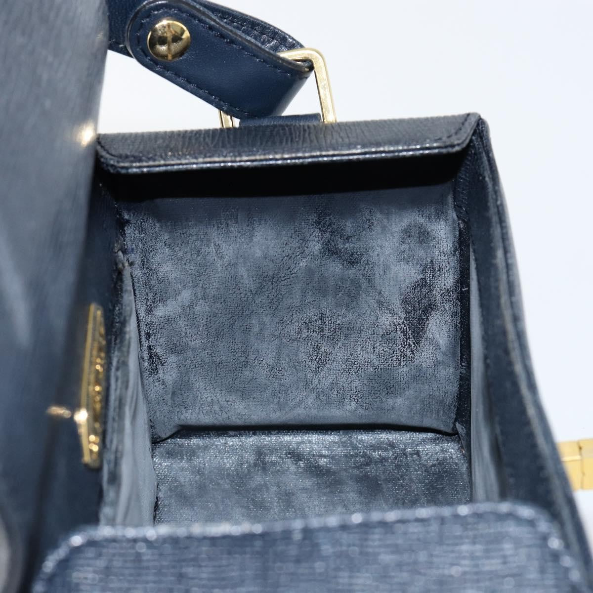 Givenchy GIVENCHY Hand Bag Leather Navy Gold Authentic SW1855