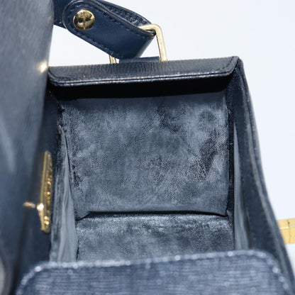 Givenchy GIVENCHY Hand Bag Leather Navy Gold Authentic SW1855
