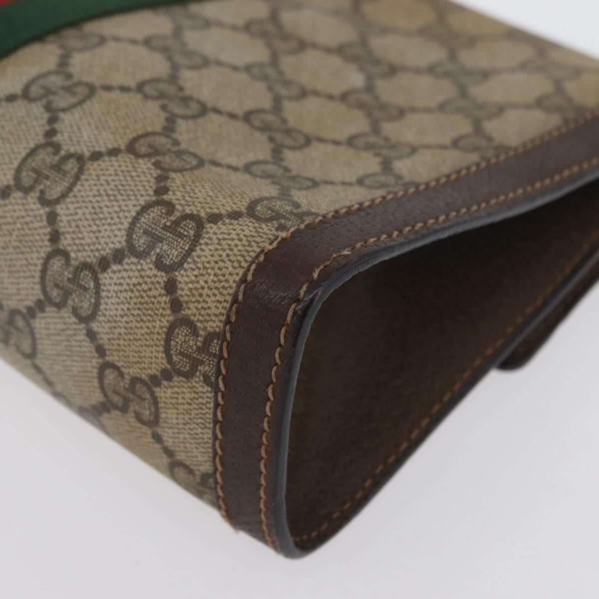 Gucci GUCCI GG Supreme Web Sherry Line Bag PVC Beige Gold 67 039 3087 Authentic 173857