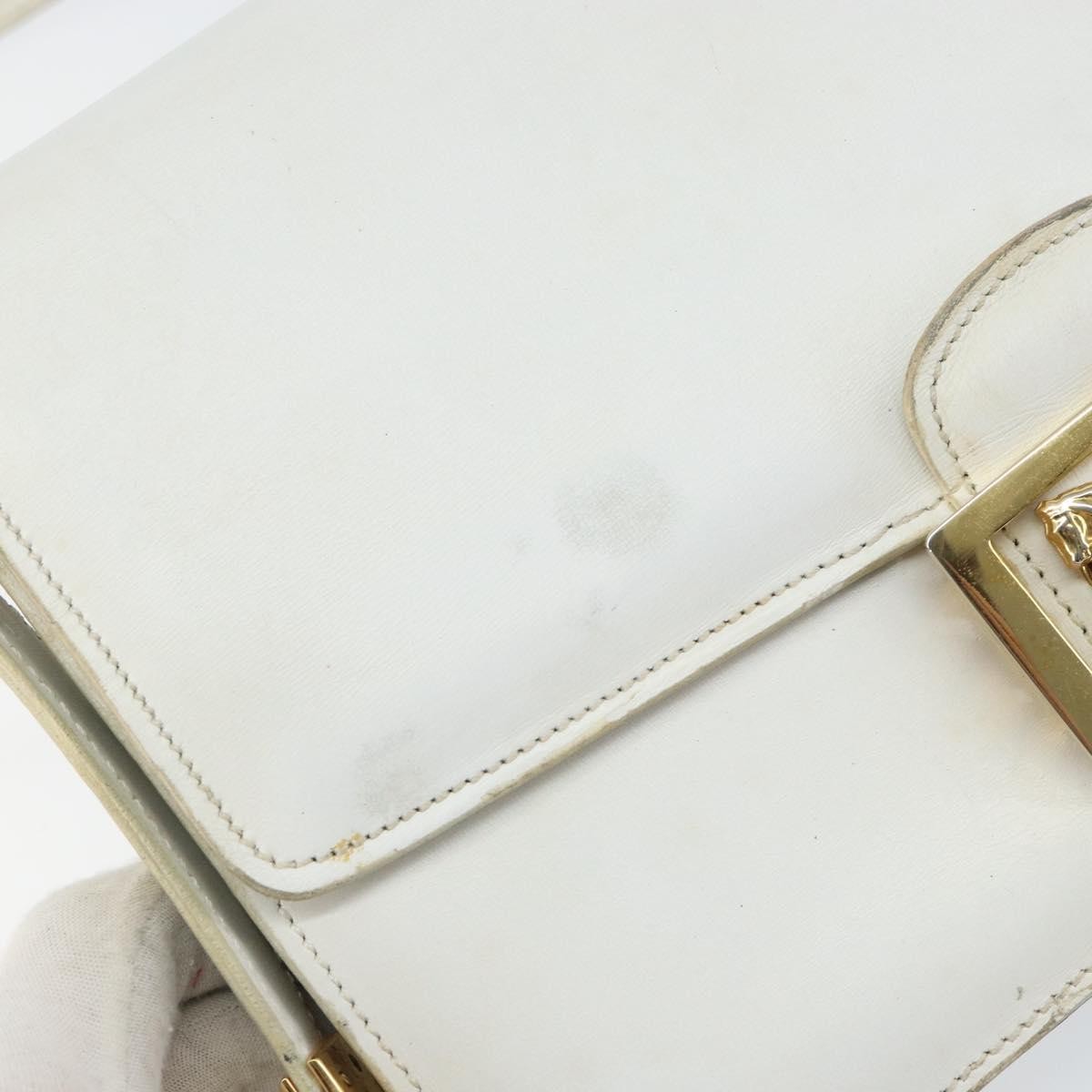 Celine CELINE Shoulder Bag Leather White Gold Authentic 156322