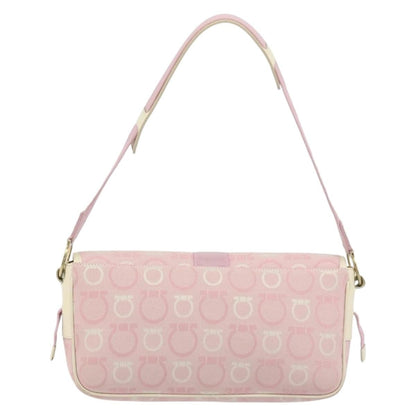 Salvatore Ferragamo Salvatore Ferragamo Gancini Shoulder Bag Canvas Pink Gold Authentic BA12412