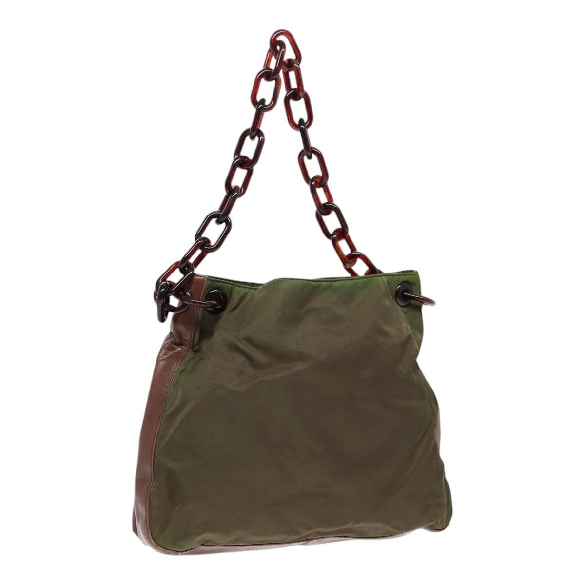 Prada PRADA Shoulder Bag Nylon Leather Green Authentic 89043