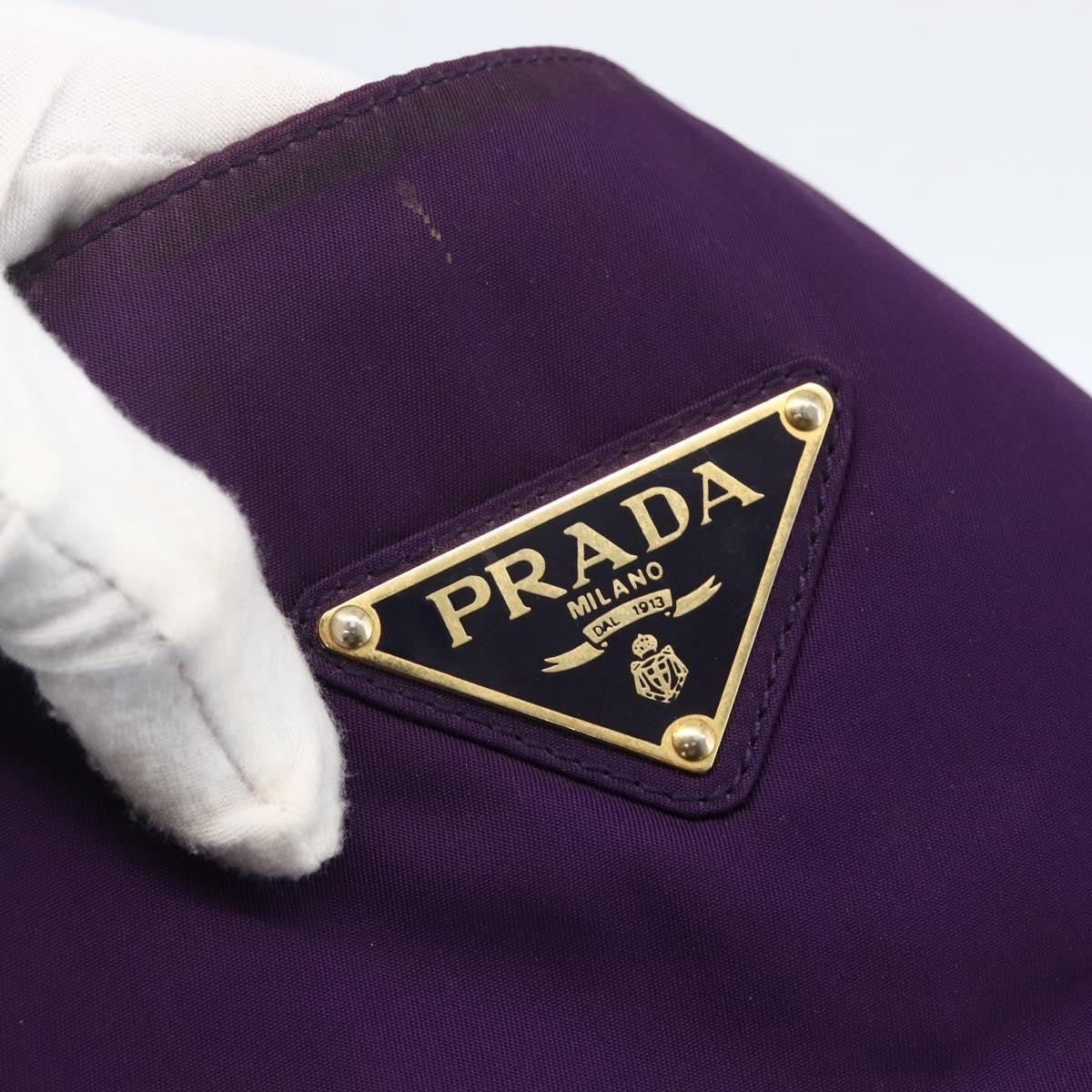Prada PRADA Hand Bag Nylon Purple Gold Authentic ti3637