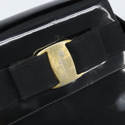Salvatore Ferragamo Salvatore Ferragamo Vala Hand Bag Patent leather 2way Black Gold Authentic LNZ738