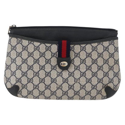 Gucci GUCCI GG Supreme Sherry Line Shoulder Bag PVC Navy Gold 904 02 026 Authentic mr2029