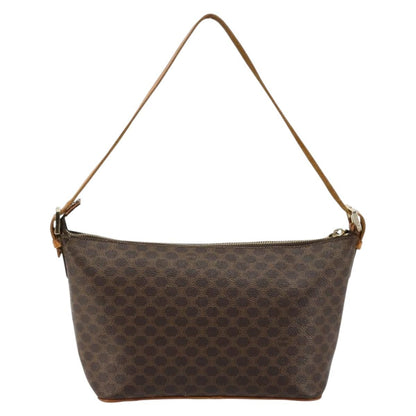 Celine CELINE Macadam Canvas Shoulder Bag PVC Leather Brown Gold Authentic bs34810