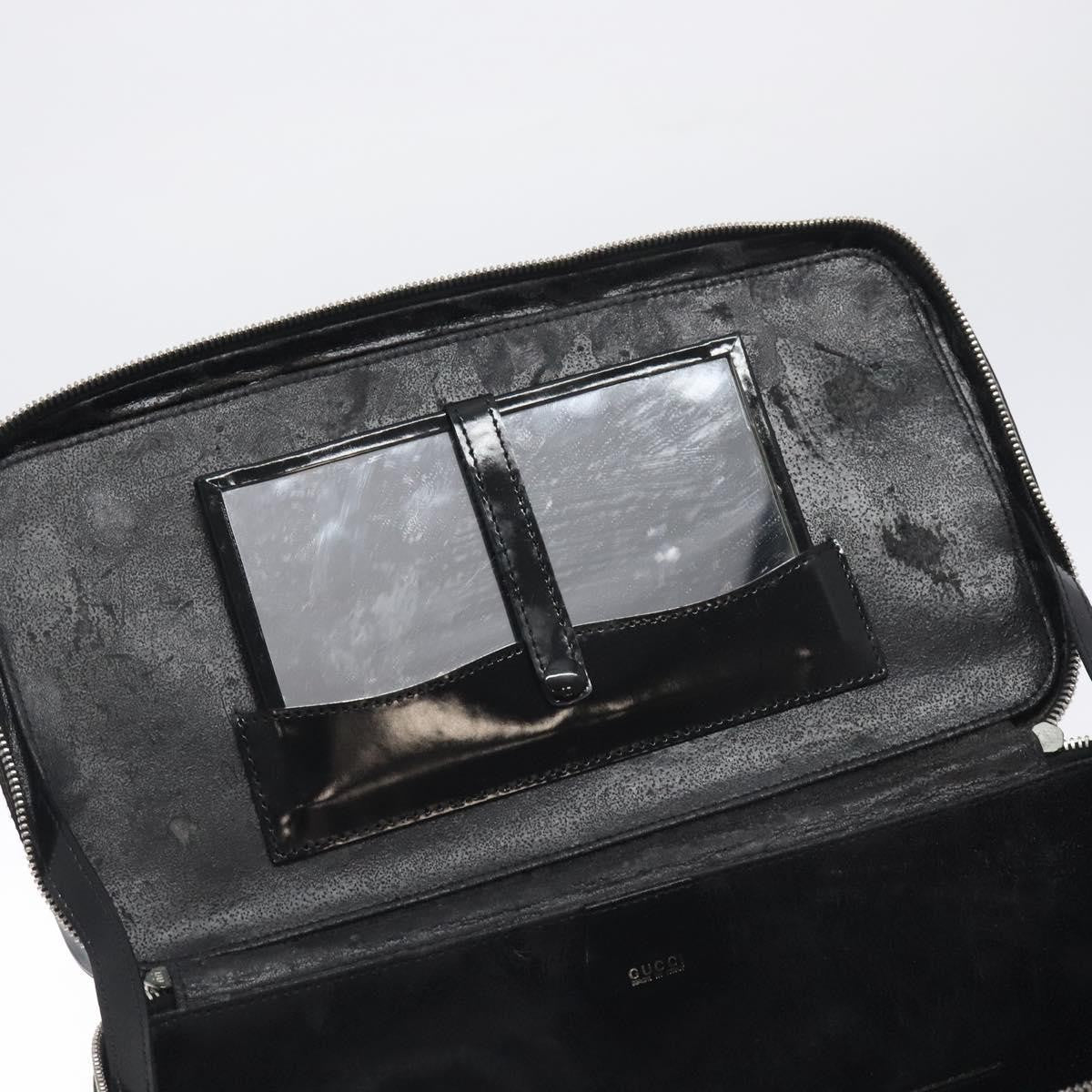 Gucci GUCCI Hand Bag Enamel Black Silver Authentic am8761