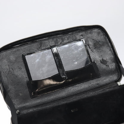 Gucci GUCCI Hand Bag Enamel Black Silver Authentic am8761