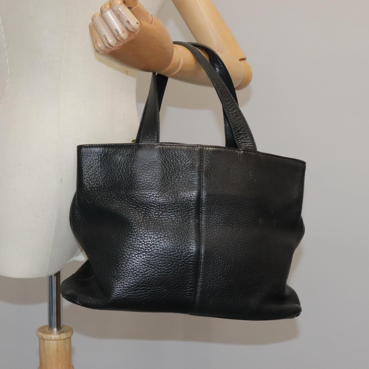Burberrys Burberrys Hand Bag Leather Black Gold Authentic bs20817