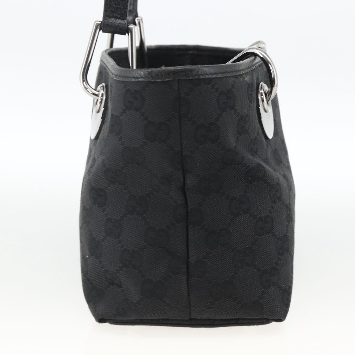 Gucci GUCCI GG Canvas Hand Bag Black Silver 120844 Authentic BA11644