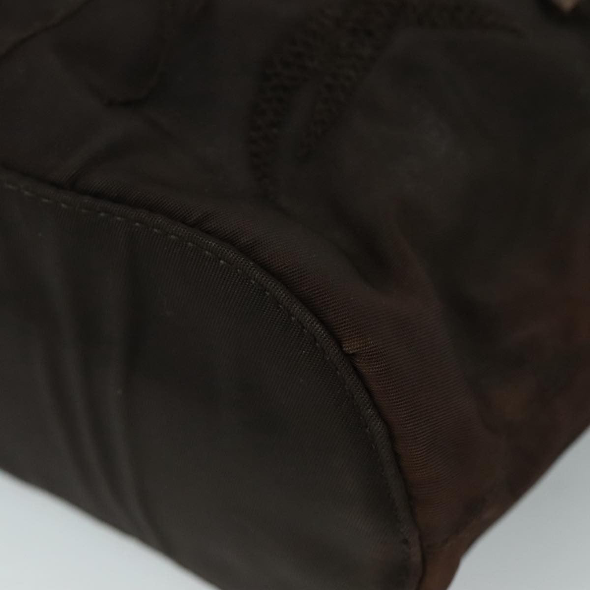Prada PRADA Hand Bag Nylon Brown Silver Authentic bs20899