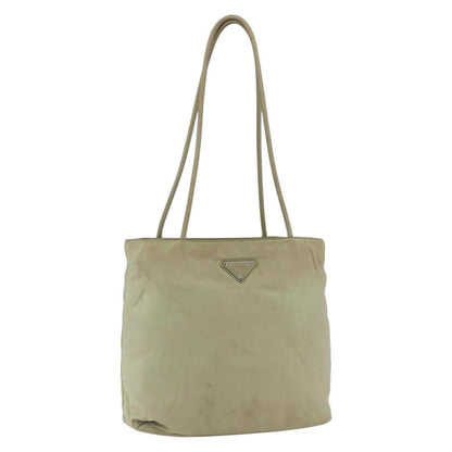 Prada PRADA Tote Bag Nylon Beige Silver Authentic 157778