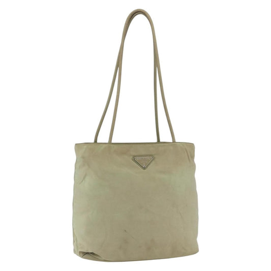 Prada PRADA Tote Bag Nylon Beige Silver Authentic 157778