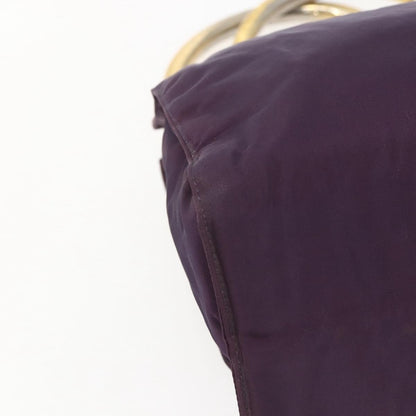 Prada PRADA Hand Bag Nylon Metal Purple Gold Authentic 155415