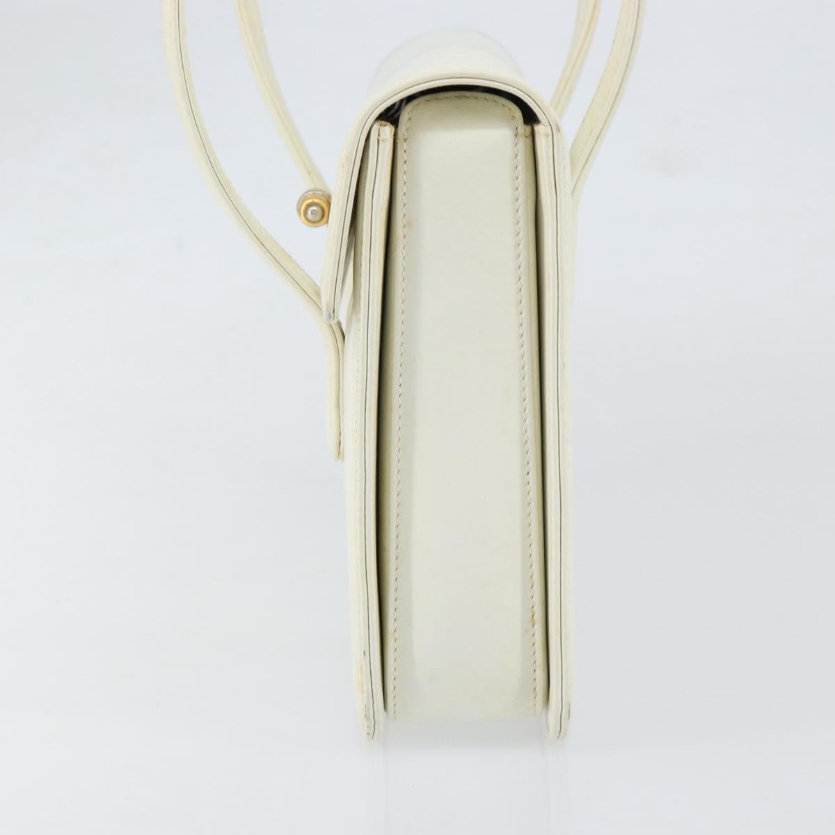 Gucci GUCCI Hand Bag Leather White Gold Authentic 154583