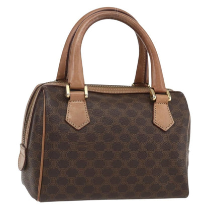 Celine CELINE Macadam Canvas Mini Hand Bag PVC Leather Brown Gold Authentic mr1952