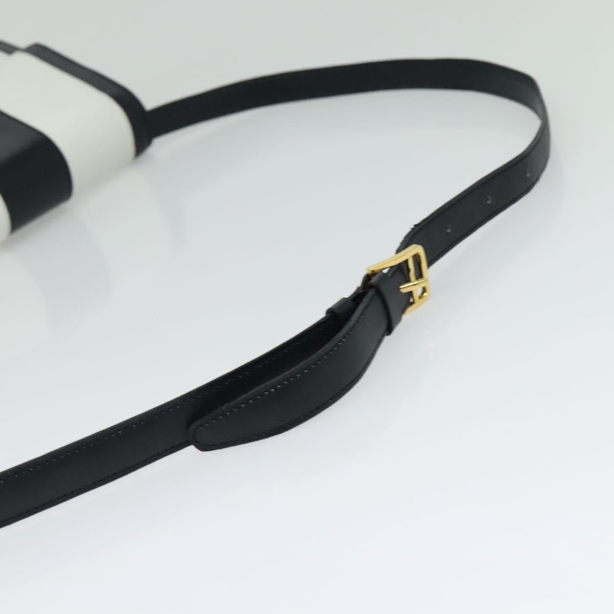 Celine CELINE Shoulder Bag Leather White Navy gold Authentic 127598