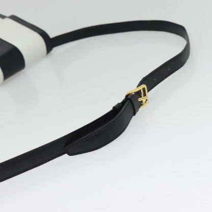 Celine CELINE Shoulder Bag Leather White Navy gold Authentic 127598