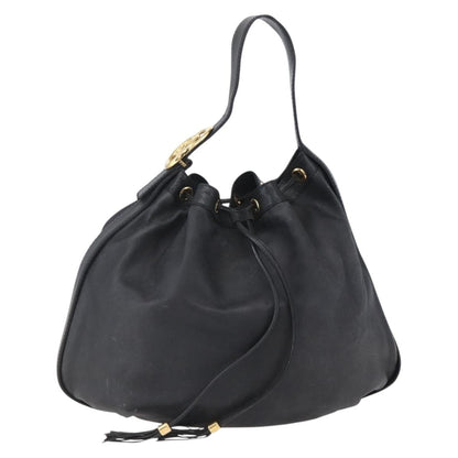 Gucci GUCCI Interlocking Shoulder Bag Leather Black Gold 223951 Authentic 152851