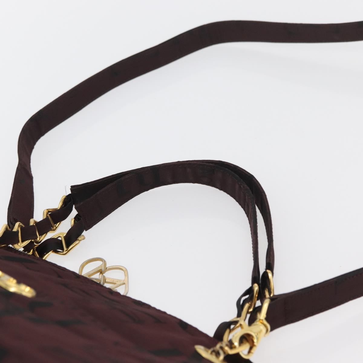 Valentino VALENTINO Chain Hand Bag Nylon 2way Bordeaux Gold Authentic bs34111