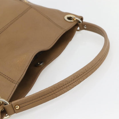 Burberry BURBERRY Blue Label Shoulder Bag Leather Beige Gold Authentic ti3445
