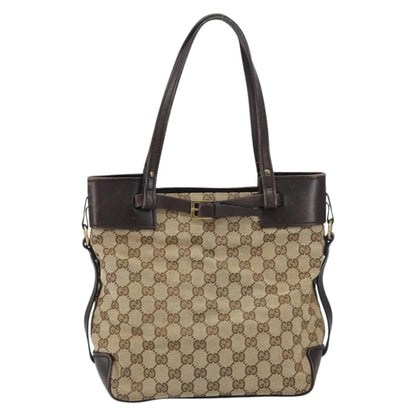Gucci GUCCI GG Canvas Tote Bag Beige Gold 107757 Authentic ka751