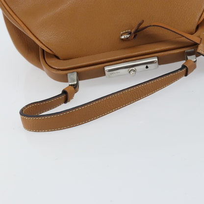 Prada PRADA Hand Bag Leather Brown Silver Authentic yk19954