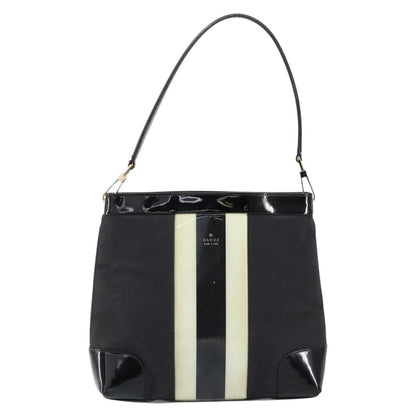 Gucci GUCCI Shoulder Bag Enamel Canvas Black Gold 001 4231 Authentic 121347