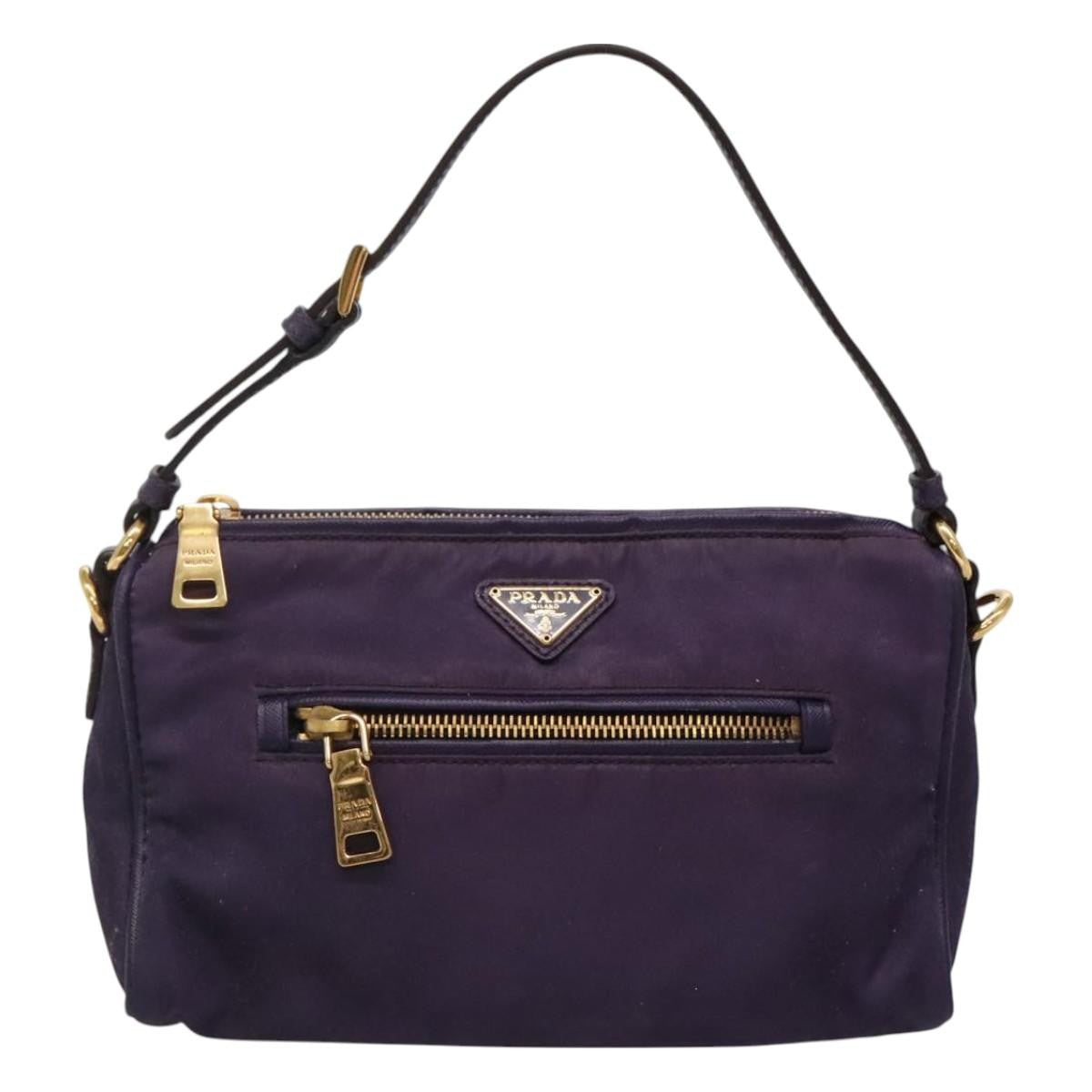 Prada PRADA Shoulder Bag Nylon Purple Gold Authentic 130933