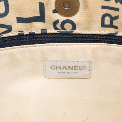 Chanel CHANEL By Sea Line Tote Bag Canvas White Silver CC Authentic 179915